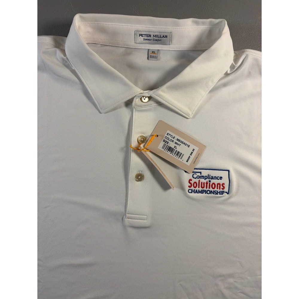 Peter Millar Polo Shirt Mens XL White Summer Comfort Golf Crown Sport New